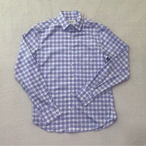 Twillory Mens Button Up Untuckable Tailored Fit Shirt Blue Plaid